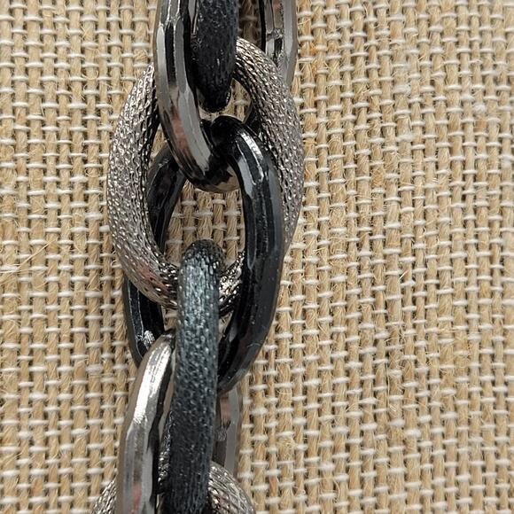Gunmetal Necklace Black Silver Tone Thick Chunky Chain Link Fashion Statement - Picture 11 of 12